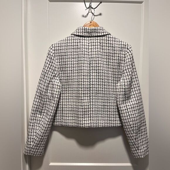 J Crew Women's Tweed Blazer Collared Office Lady Jacket Checked White Size 6 - Picture 4 of 9